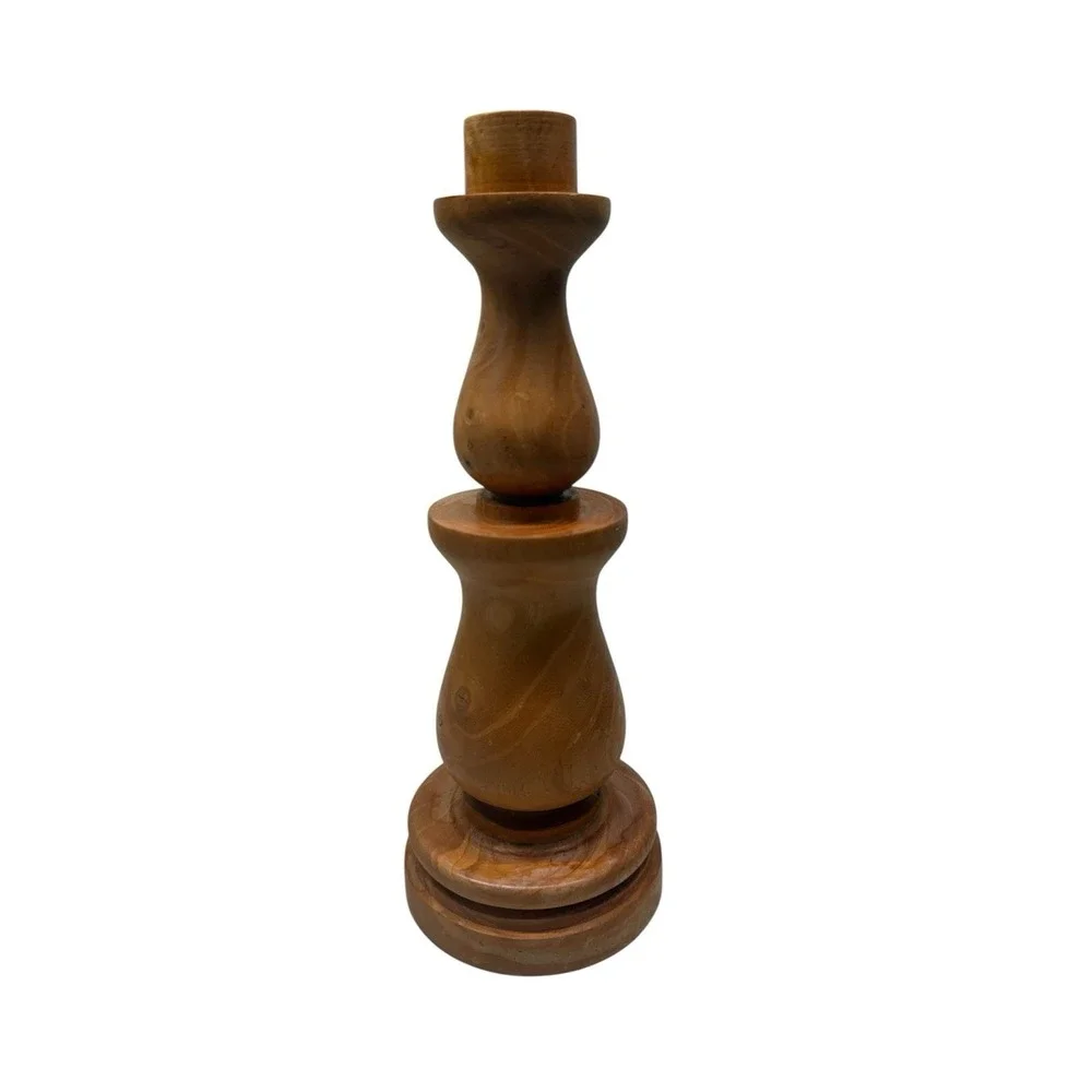 Vintage Hand Turned Wooden Candlestick Taper‎ Holders Hardwood Cottagecore